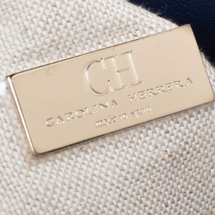 Pre Owned Carolina Herrera Navy Blue Leather Envelope Shoulder Bag