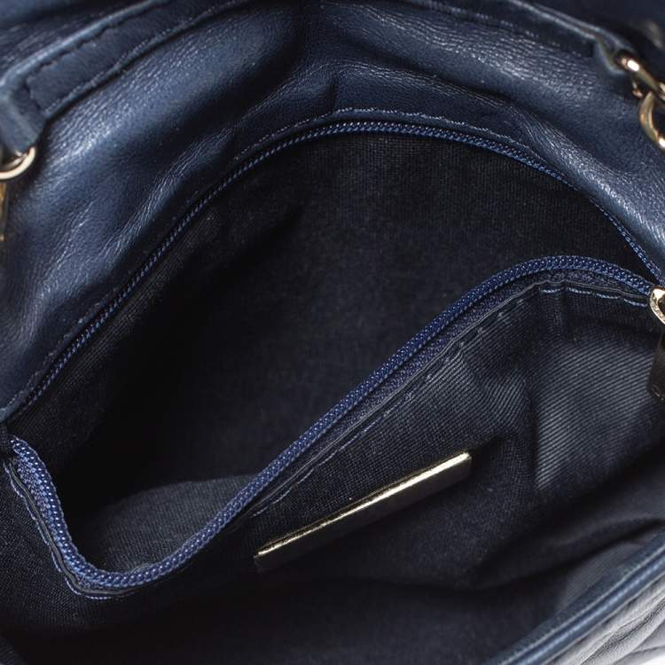 Pre Owned Carolina Herrera Blue Leather Crossbody Bag