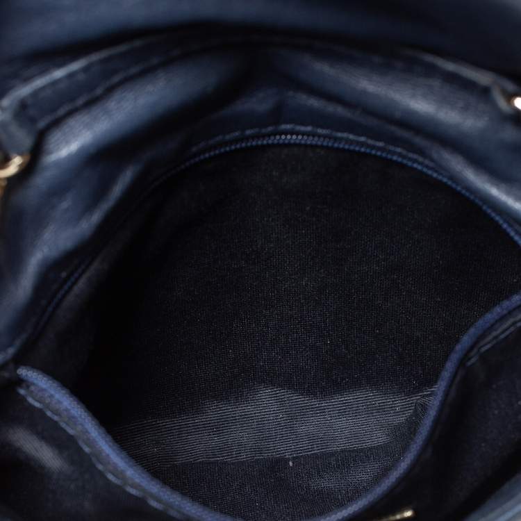 Pre Owned Carolina Herrera Blue Leather Crossbody Bag