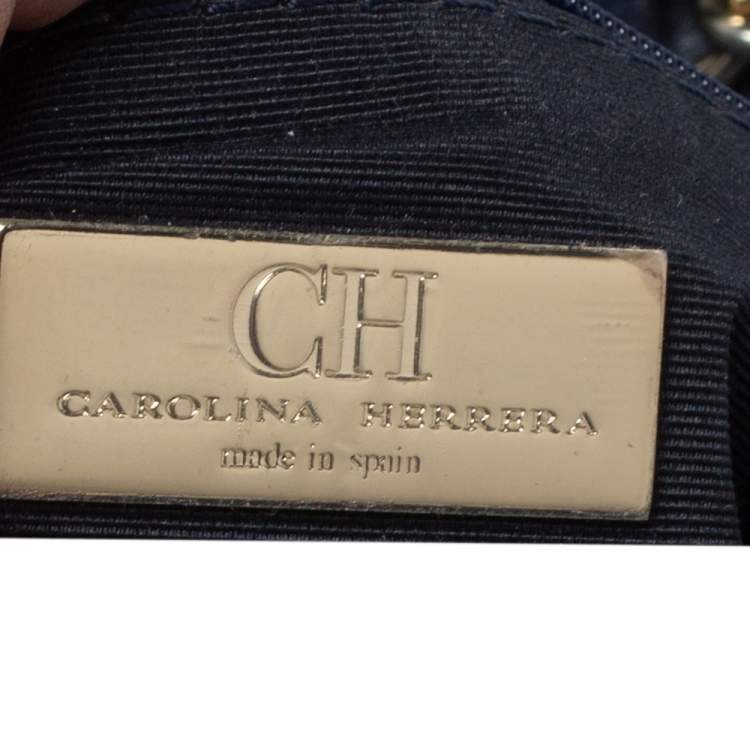 Pre Owned Carolina Herrera Blue Leather Crossbody Bag