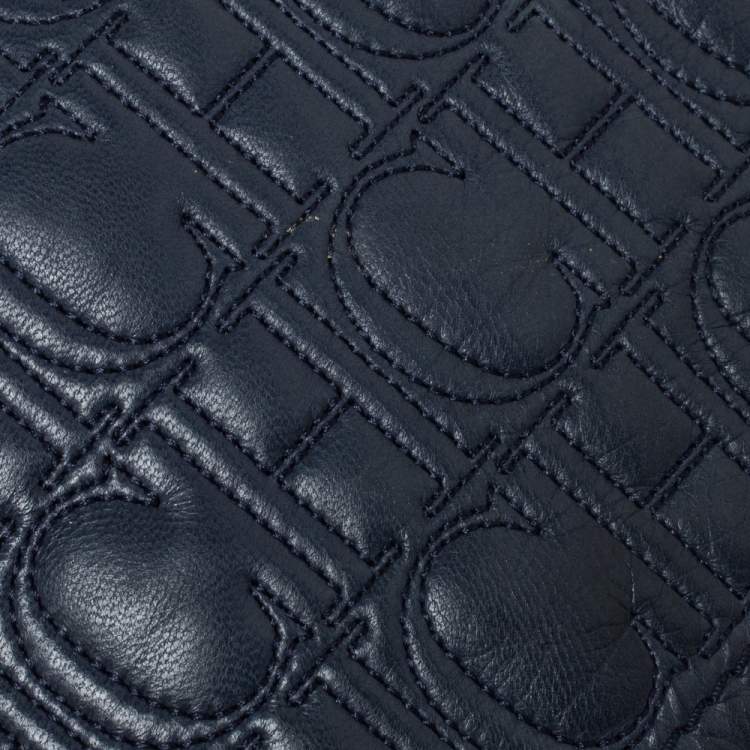 Pre Owned Carolina Herrera Blue Leather Crossbody Bag