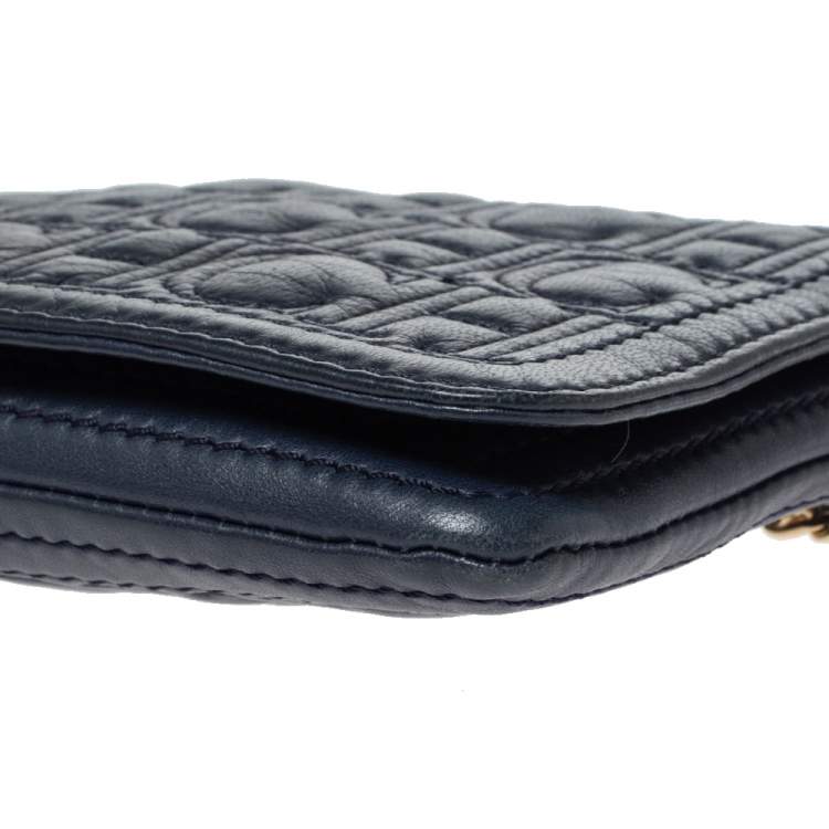 Pre Owned Carolina Herrera Blue Leather Crossbody Bag