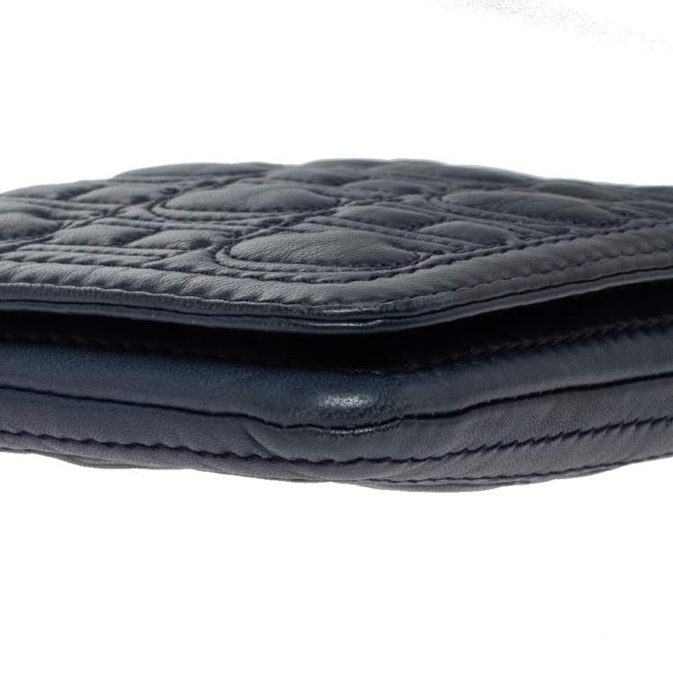 Pre Owned Carolina Herrera Blue Leather Crossbody Bag