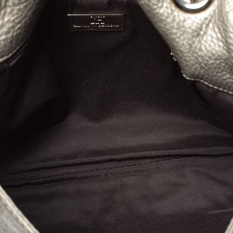 Pre Owned Carolina Herrera Metallic Monogram Leather Audrey Shoulder Bag