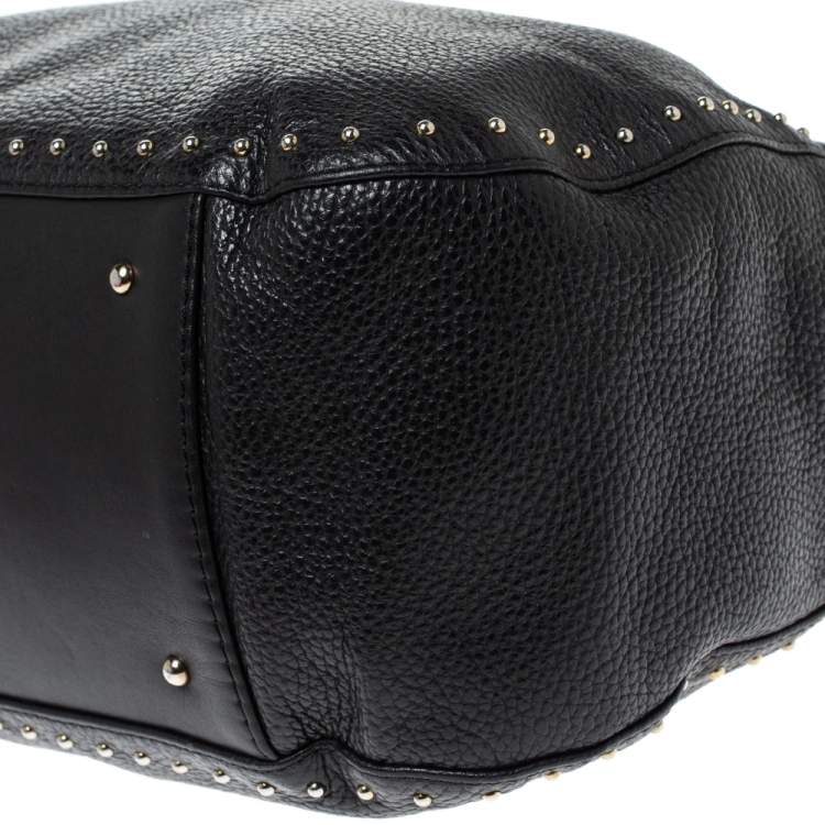 Pre Owned Carolina Herrera Black Leather Studded Hobo