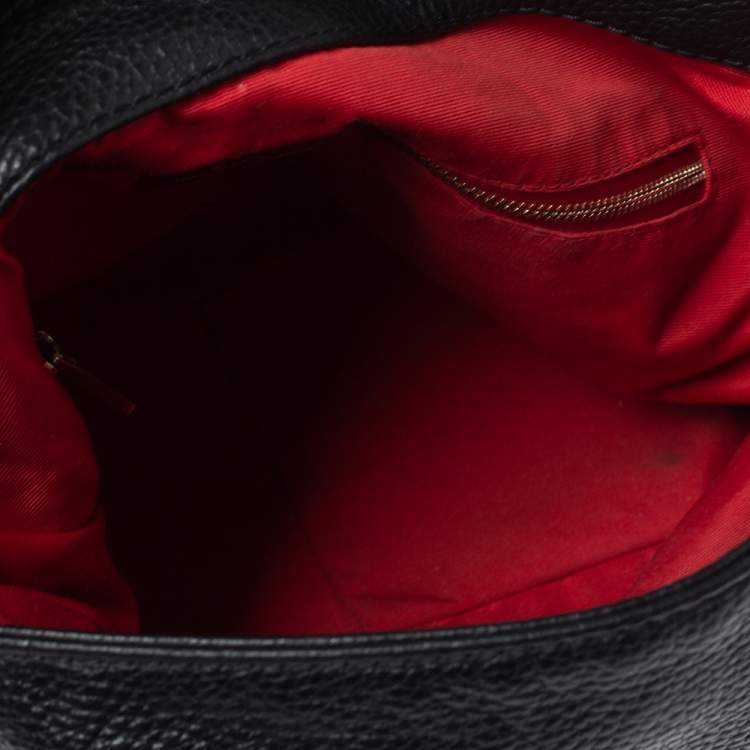 Pre Owned Carolina Herrera Black Leather Studded Hobo