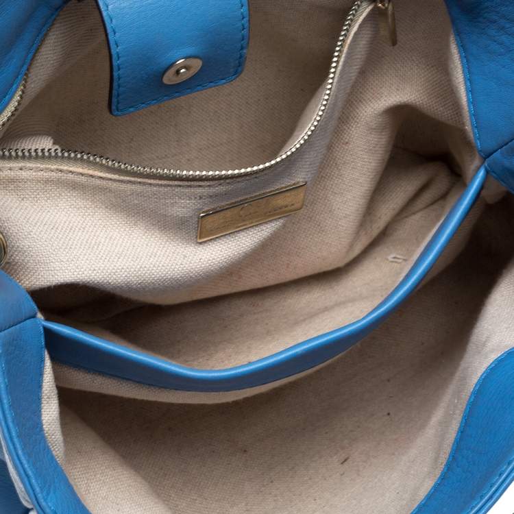 Pre Owned Carolina Herrera Blue Leather Charm Tote