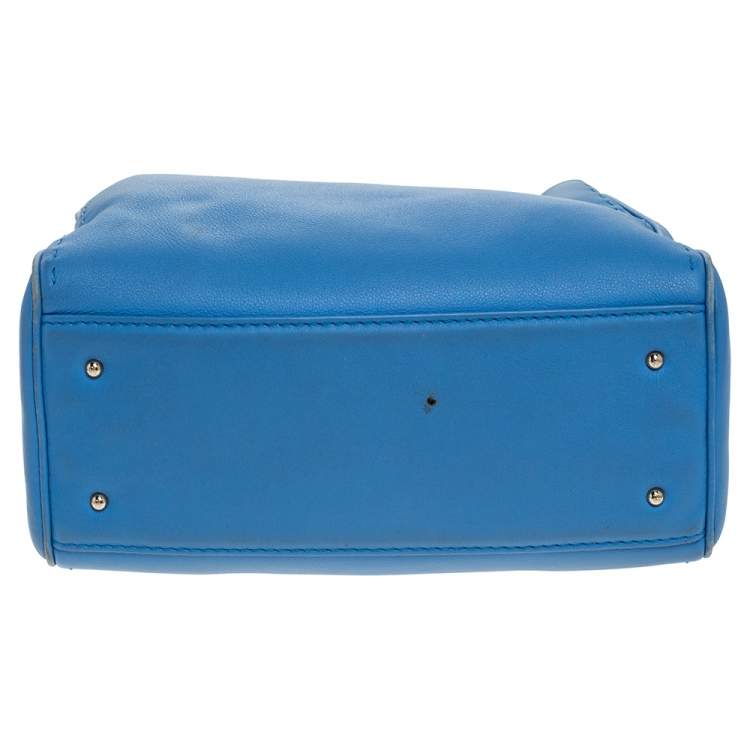 Pre Owned Carolina Herrera Blue Leather Charm Tote