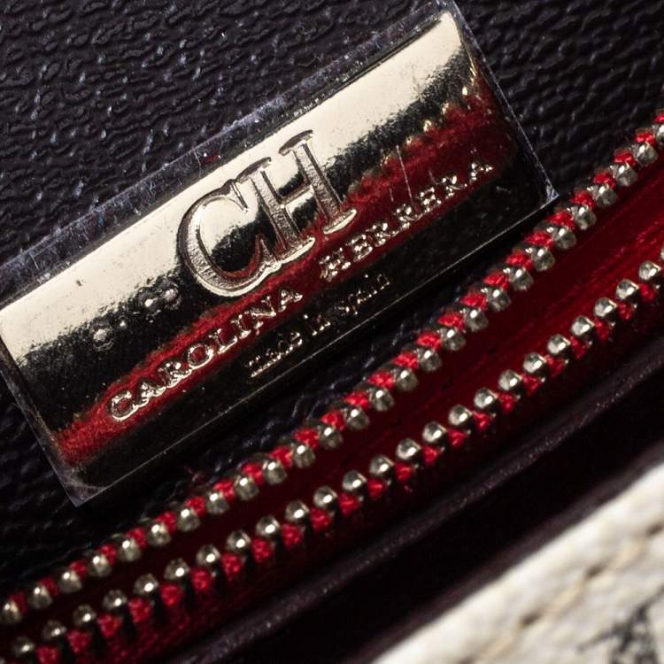 Pre Owned Carolina Herrera Multicolor Monogram Coated Canvas Top Handle Bag