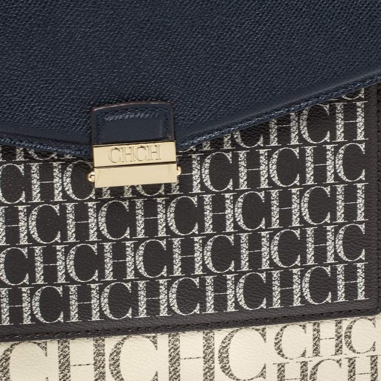 Pre Owned Carolina Herrera Multicolor Monogram Coated Canvas Top Handle Bag