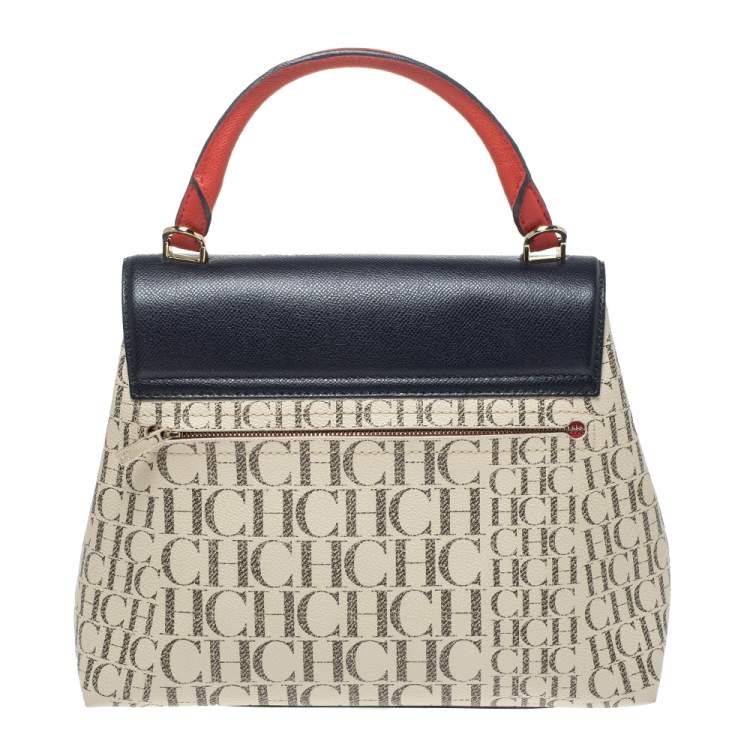Pre Owned Carolina Herrera Multicolor Monogram Coated Canvas Top Handle Bag