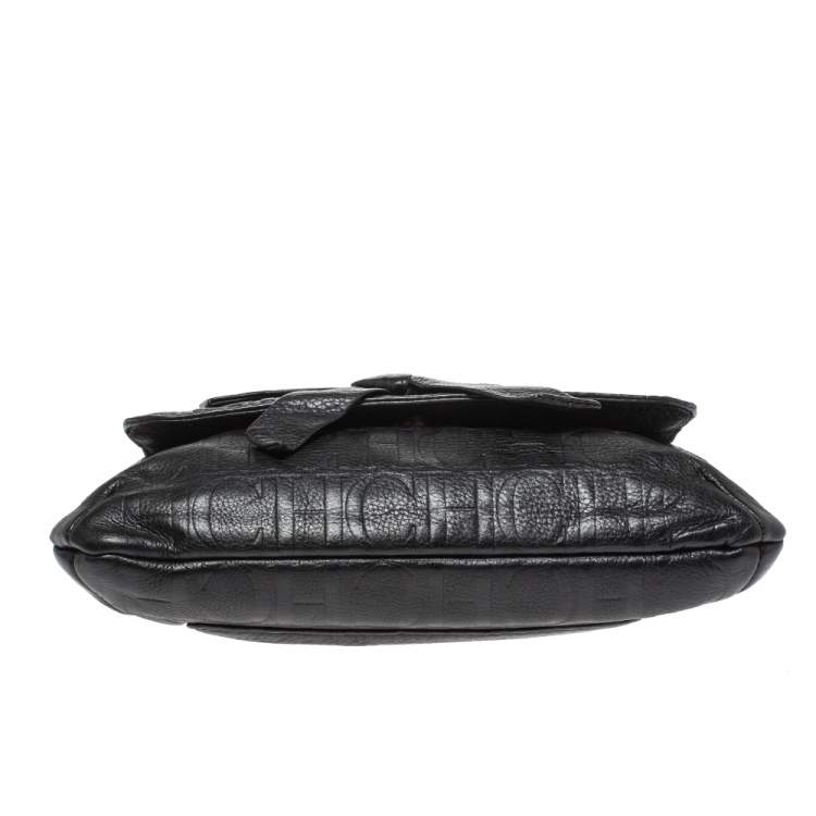 مملوكة مسبقًا Carolina Herrera Black Monogram Leather Audrey Shoulder Bag