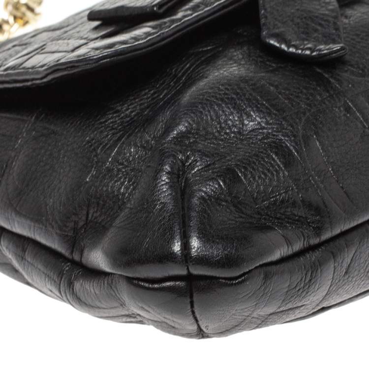 مملوكة مسبقًا Carolina Herrera Black Monogram Leather Audrey Shoulder Bag