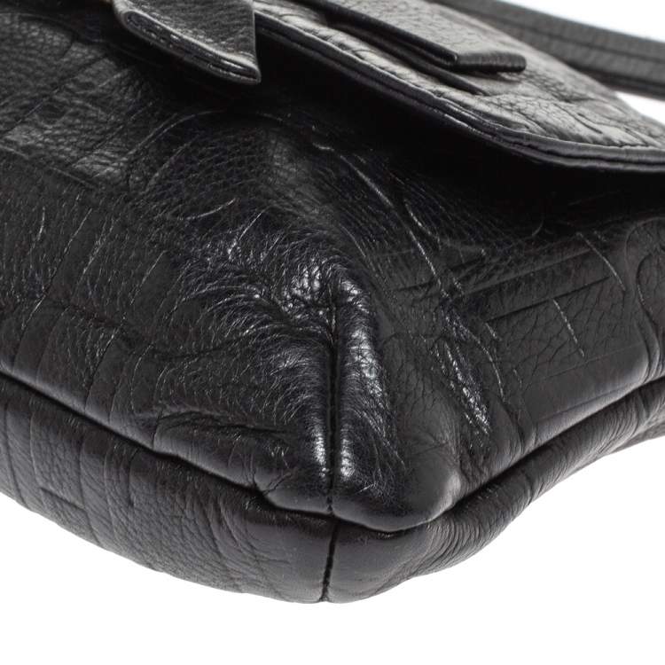 مملوكة مسبقًا Carolina Herrera Black Monogram Leather Audrey Shoulder Bag