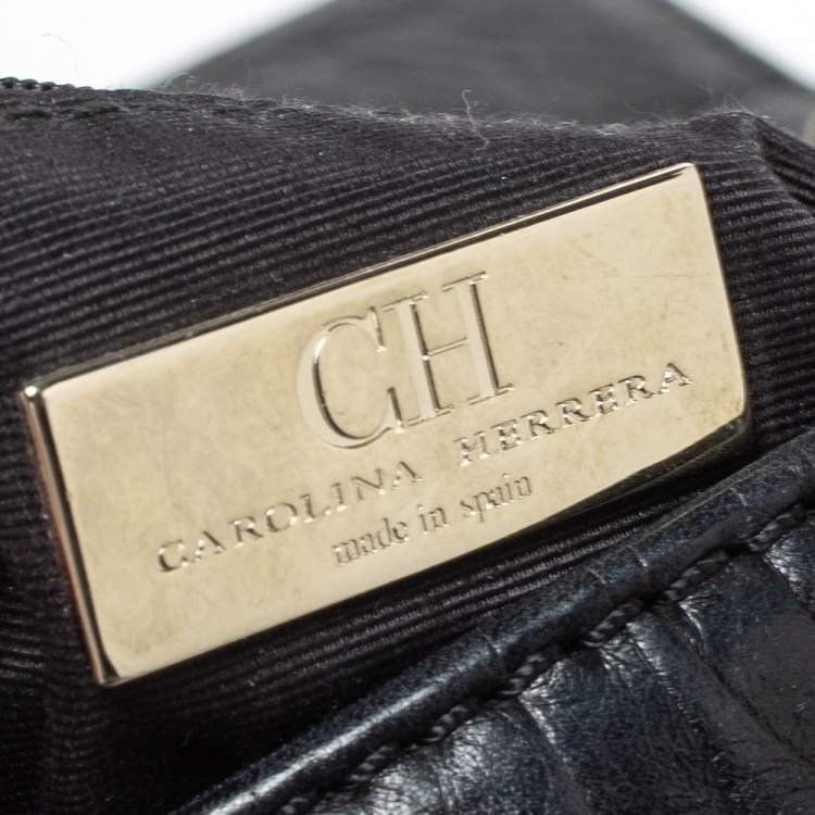 مملوكة مسبقًا Carolina Herrera Black Monogram Leather Audrey Shoulder Bag