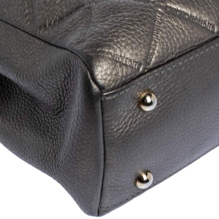 Pre Owned Carolina Herrera Metallic Quilted Leather Shopper Tote