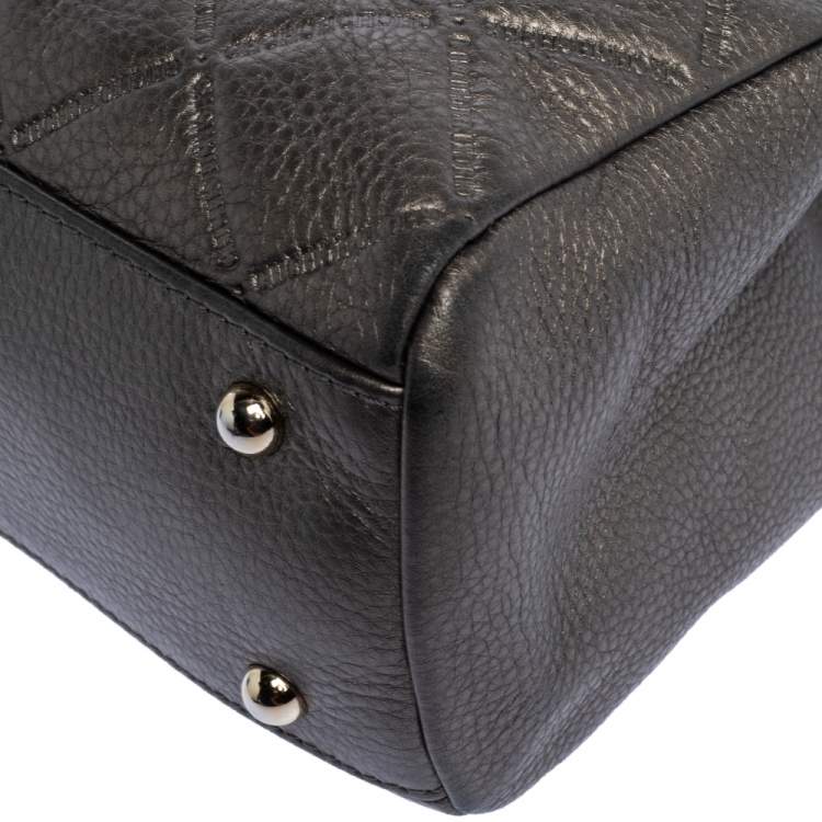 Pre Owned Carolina Herrera Metallic Quilted Leather Shopper Tote