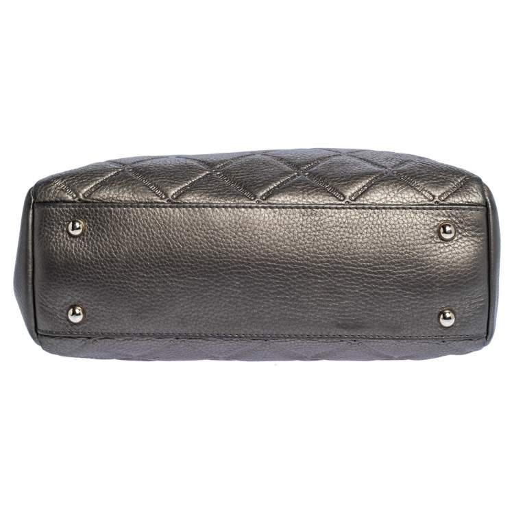 Pre Owned Carolina Herrera Metallic Quilted Leather Shopper Tote