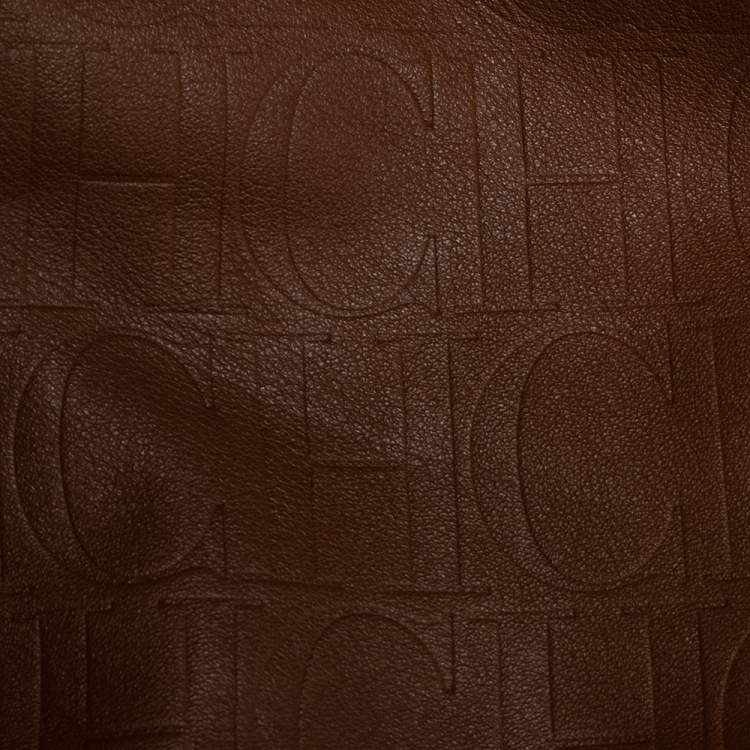 Pre Owned Carolina Herrera Brown Monogram Leather Matryoshka Tote