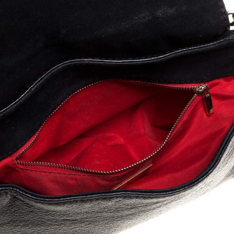 Pre Owned Carolina Herrera Black Leather Flap Shoulder Bag