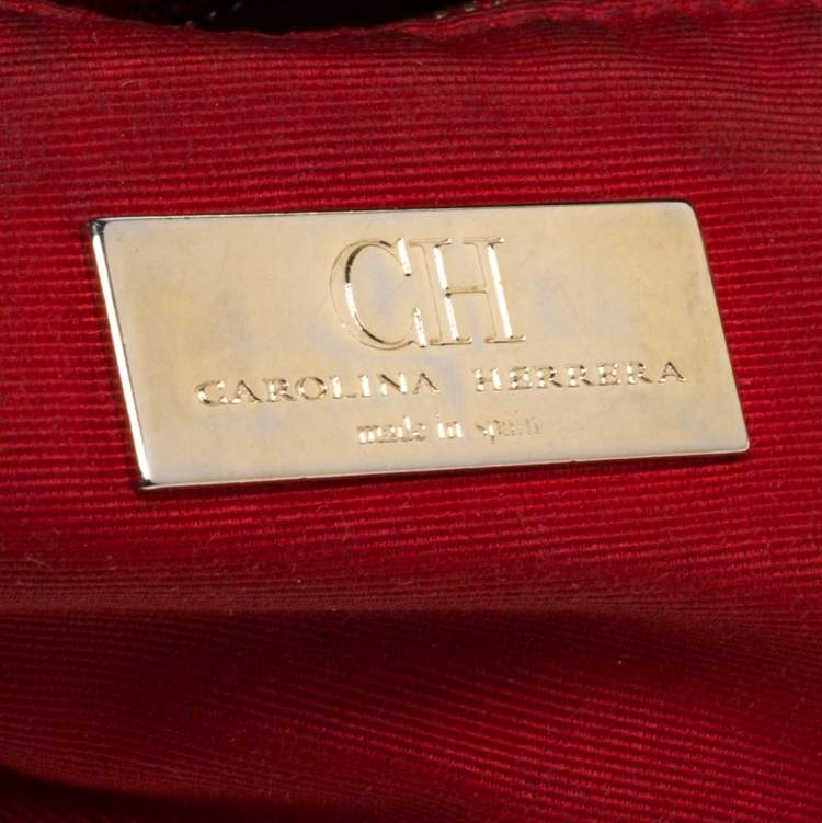 Pre Owned Carolina Herrera Black Leather Flap Shoulder Bag