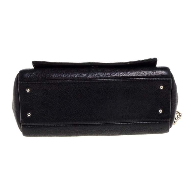 Pre Owned Carolina Herrera Black Leather Flap Shoulder Bag
