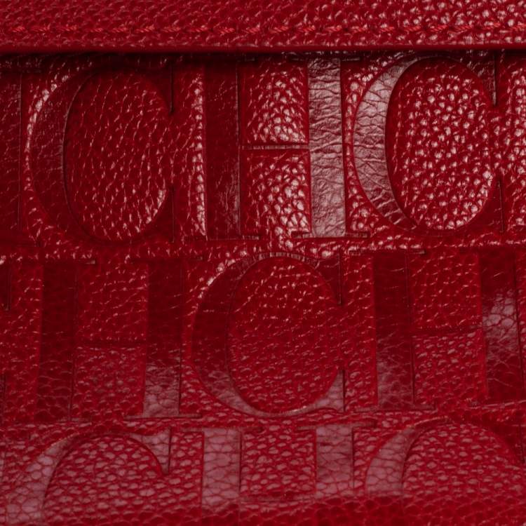 Pre Owned Carolina Herrera Red Leather Small Minuetto Top Handle Bag
