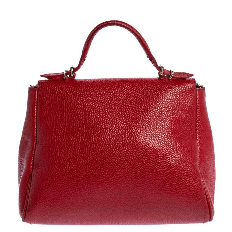Pre Owned Carolina Herrera Red Leather Small Minuetto Top Handle Bag