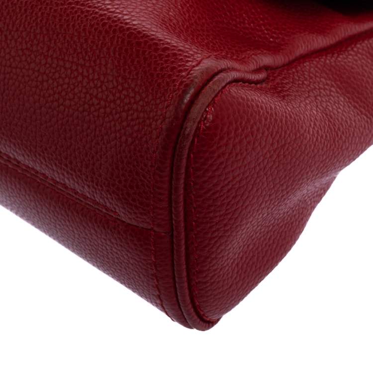Pre Owned Carolina Herrera Red Leather Small Minuetto Top Handle Bag