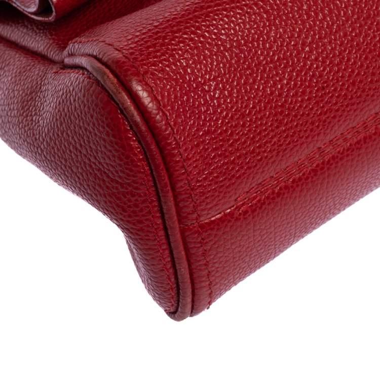 Pre Owned Carolina Herrera Red Leather Small Minuetto Top Handle Bag