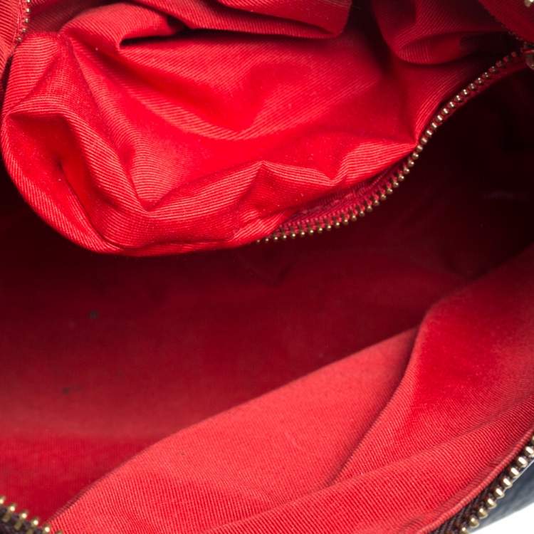 Pre Owned Carolina Herrera Navy Blue Pebbled Leather Maria Shoulder Bag