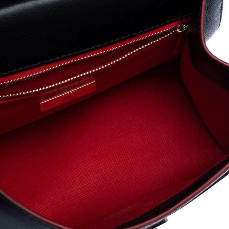 Pre Owned Carolina Herrera Black Embossed Leather Top Handle Bag