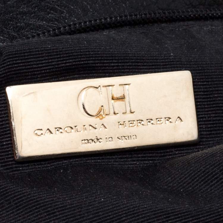 Pre Owned Carolina Herrera Black Monogram Leather Audrey Shoulder Bag