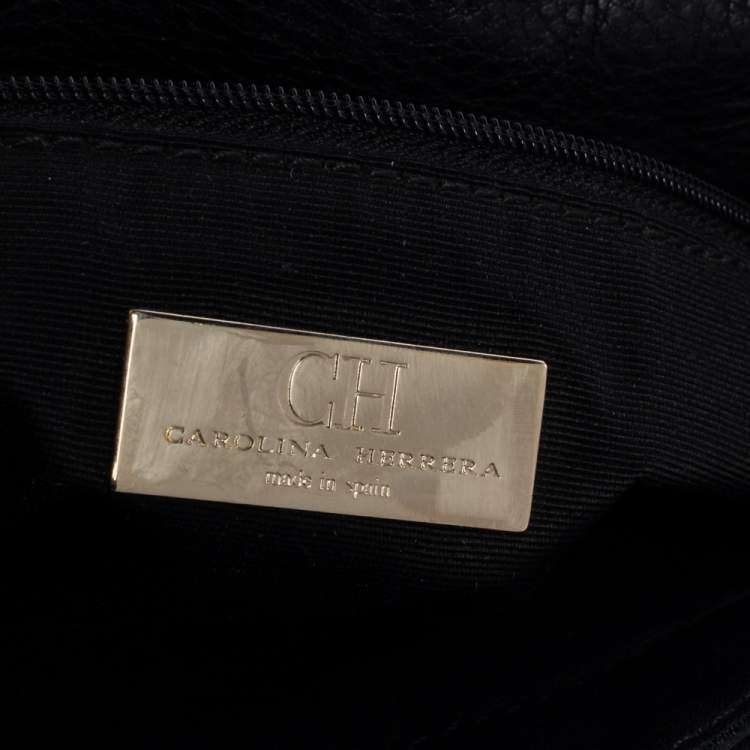 Pre Owned Carolina Herrera Black Leather Audrey Shoulder Bag