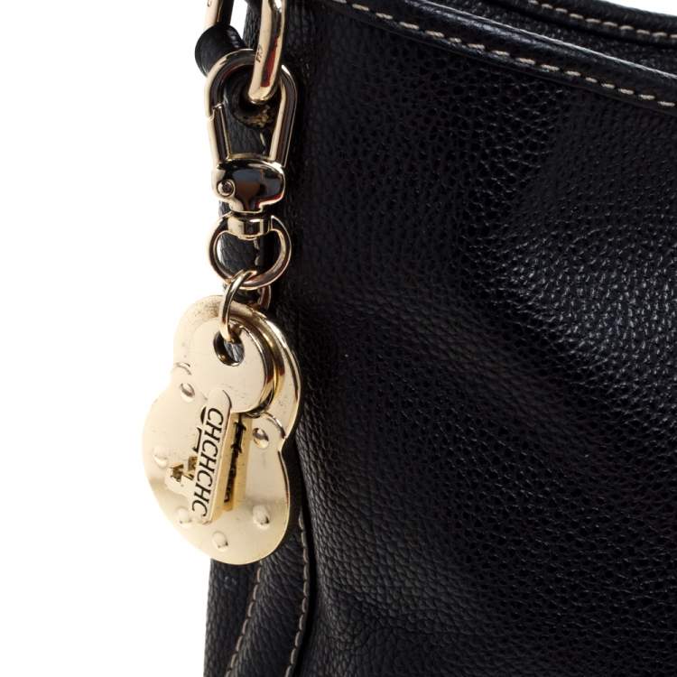 Pre Owned Carolina Herrera Black Leather Hobo