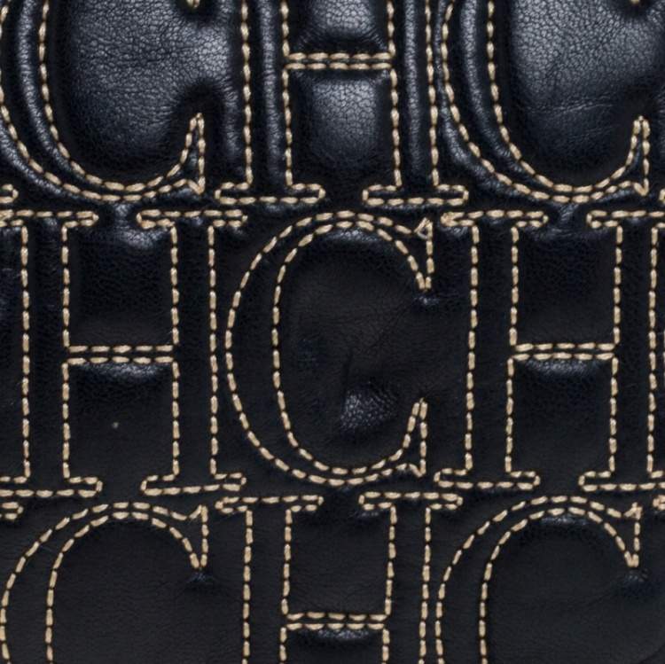 Pre Owned Carolina Herrera Dark Blue Leather Jerry Clutch