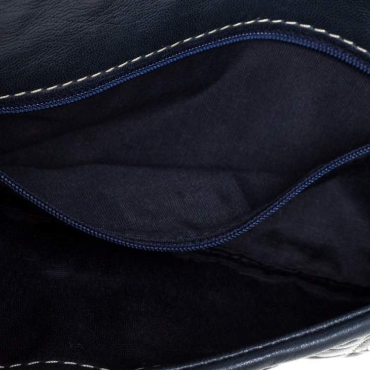 Pre Owned Carolina Herrera Dark Blue Leather Jerry Clutch