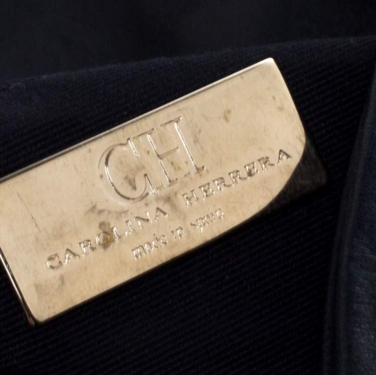 Pre Owned Carolina Herrera Dark Blue Leather Jerry Clutch