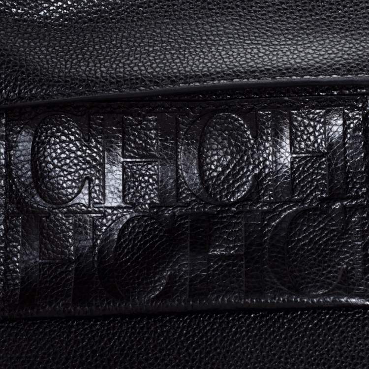 Pre Owned Carolina Herrera Black Leather Chain Flap Shoulder Bag