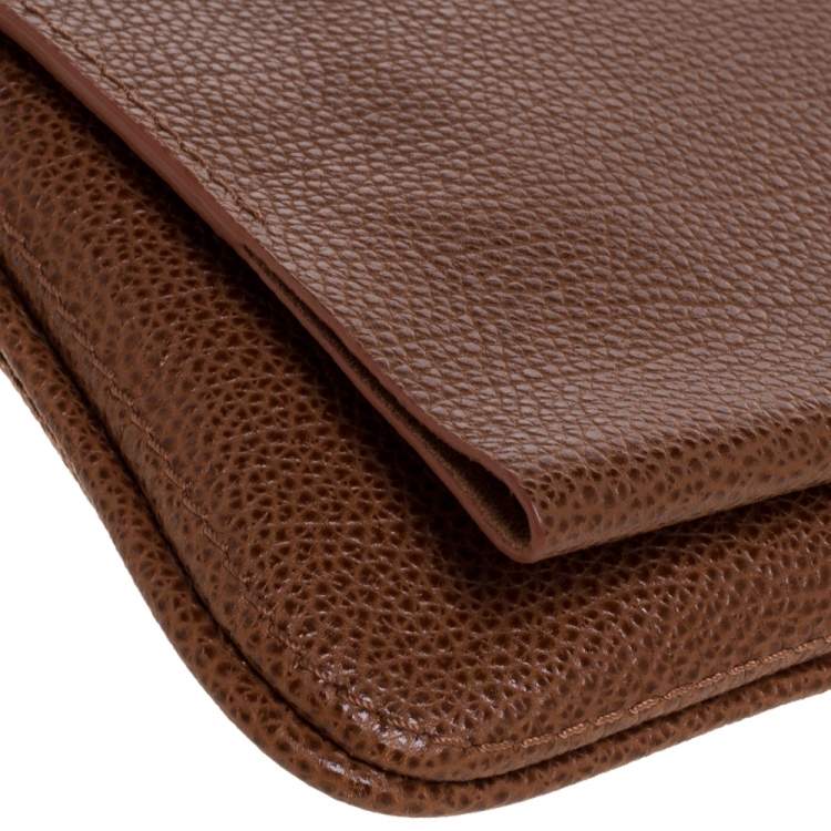 Pre Owned Carolina Herrera Brown Leather Flap Crossbody Bag