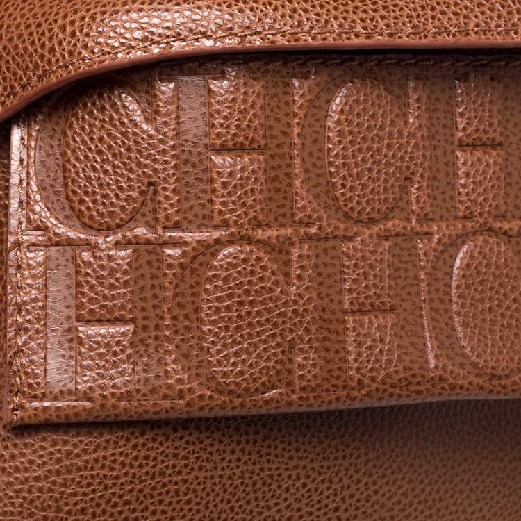 Pre Owned Carolina Herrera Brown Leather Flap Crossbody Bag