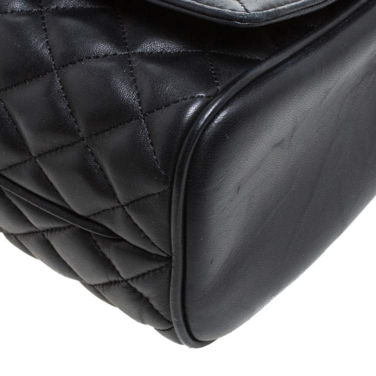 Pre Owned Carolina Herrera Black Quilted Leather Flap Chain Shoulder Bag