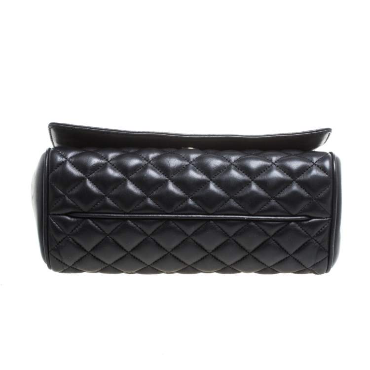 Pre Owned Carolina Herrera Black Quilted Leather Flap Chain Shoulder Bag