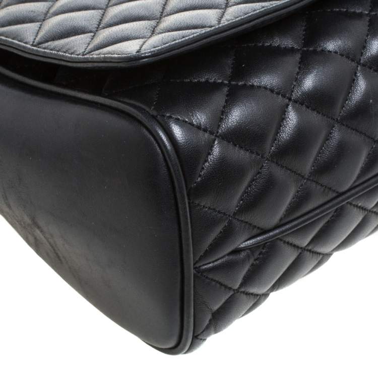Pre Owned Carolina Herrera Black Quilted Leather Flap Chain Shoulder Bag