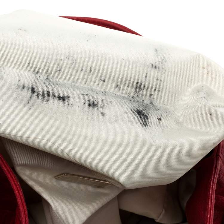 Pre Owned Carolina Herrera Red Monogram Leather Audrey Tote