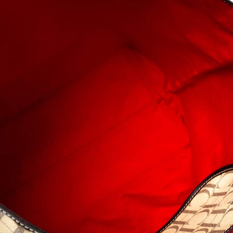 Pre Owned Carolina Herrera Beige/Brown Monogram PVC and Leather Shopper Tote