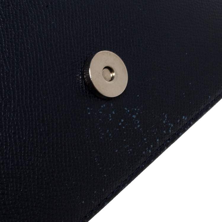 Pre Owned Carolina Herrera Navy Blue Leather  Flap Shoulder Bag