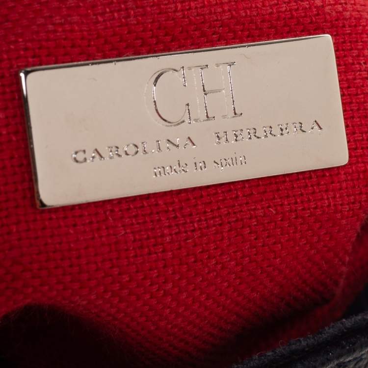 Pre Owned Carolina Herrera Navy Blue Leather  Flap Shoulder Bag