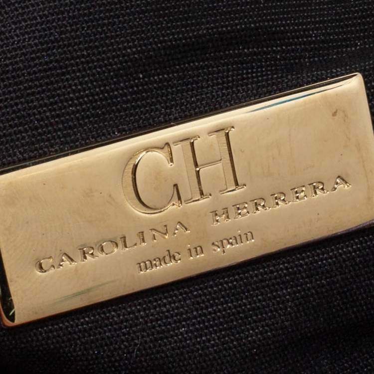 Pre Owned Carolina Herrera Metallic Purple Leather Jerry Clutch