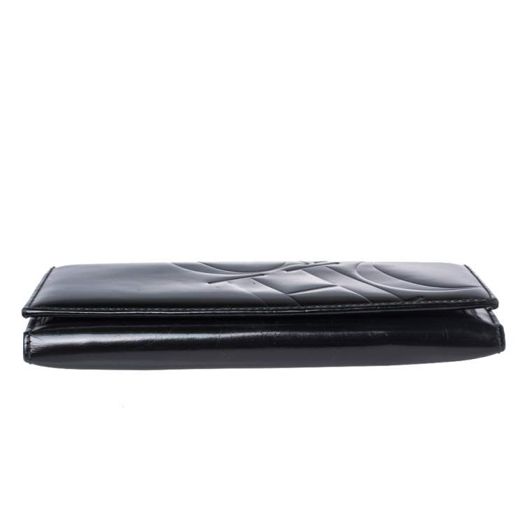 Pre Owned Carolina Herrera Black Patent Leather Continental Wallet